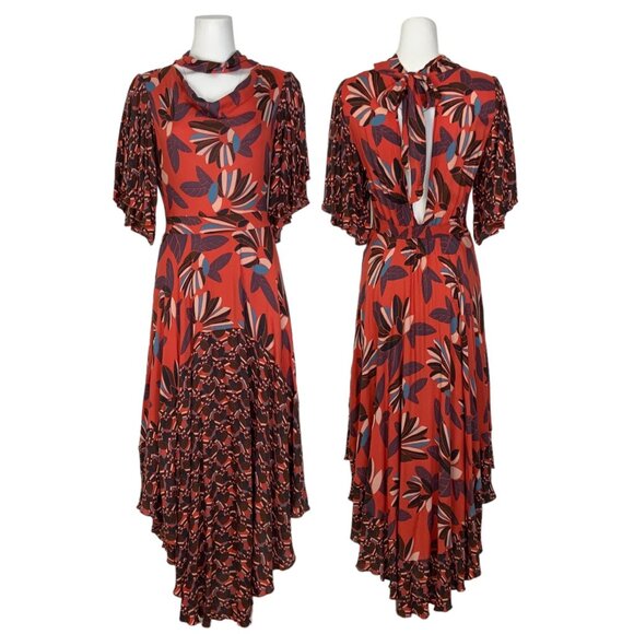 Free People Paloma Maxi Dress XS Floral Asymmetrical Cutout Romantic Coastal - Picture 1 of 12